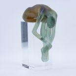 Daum Pate De Verre and Clear Glass Sculpture "Ballerine". Designed by Sylvie Mangaud-Lasseigne,