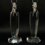 Pair of Visual Comfort & Co. Clear Crystal Lamps. Good condition. Measures 27" H. Shades available