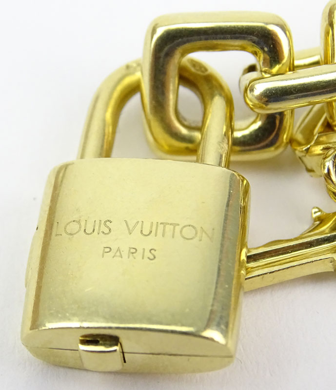 Louis Vuitton Heavy 18 Karat Yellow Gold and Pink Quartz Charm Bracelet with Four Charms. Signed, - Image 5 of 10