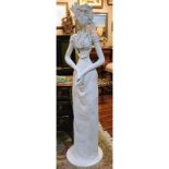 Leonard DeCicco (20th C.) Life Size Contemporary Painted Wooden Sculpture of a Woman. Signed on