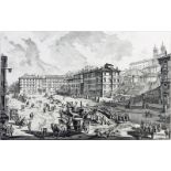 After: Giovanni Battista Piranesi, Italian (1720-1778) Etching "Veduta di Piazza di Spagna".