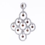 Approx. 1.62 Carat Pave Set Round Brilliant Cut Diamond, .29 Carat Brown Diamond and 14 Karat