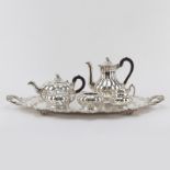 Six (6) Piece Antique English Repousse Silver Plate Tea/Coffee Service. Includes: tea pot, coffee