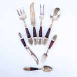 Twenty Nine (29) Pc Anant Thailand Brass and Wood Handle Flatware. Comprise: 8 forks 7-7/8", 8