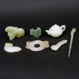 Collection of Seven (7) 19/20th Century Chinese Jade Carvings. Natural wear otherwise good