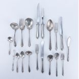 Ninety (90) Pc Towle "Virginia Carvel" Sterling Silver Flatware. Includes: 8 forks 7-3/4", 8 forks