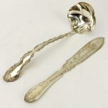 Two (2) Pieces Sterling Silver Serving Pieces. Includes Gorham ladle, 12" L and fish knife, 11-1/