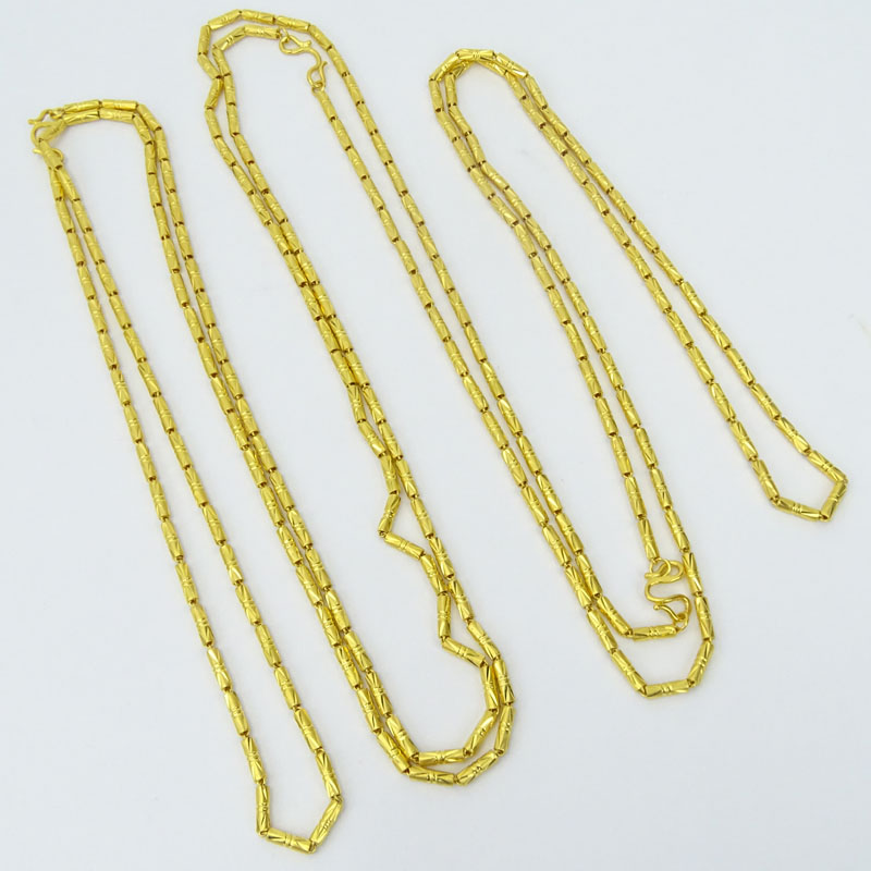Vintage 24 Karat Fine Yellow Gold Link Necklace. Stamped 9999. Good condition. Measures 84" long, - Image 3 of 5