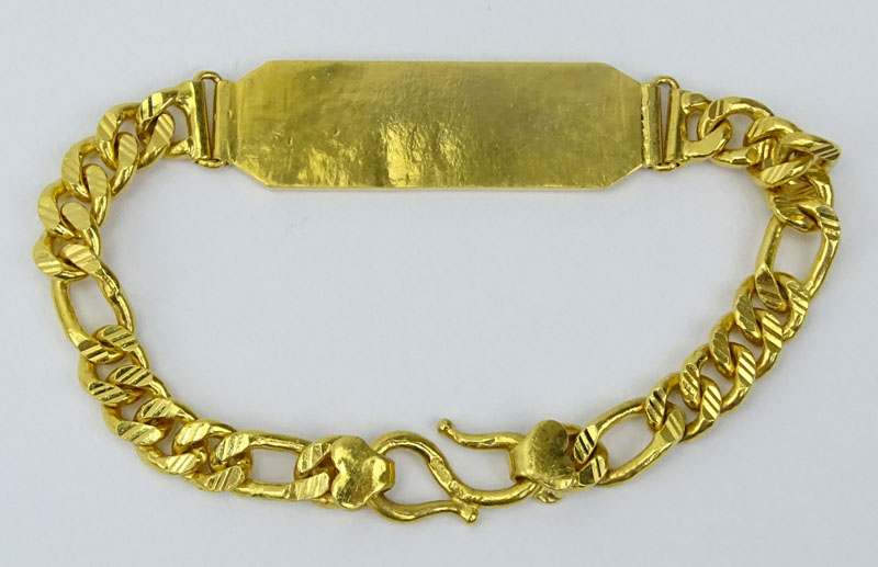 Vintage 24 Karat Fine Yellow Gold I.D. Bracelet. Stamped 9999, good condition. Measures 7-1/2" Long, - Image 2 of 4