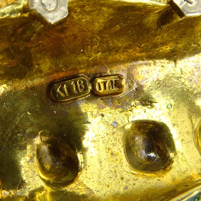 Vintage Italian Heavy 18 Karat Yellow Gold, Enamel and Diamond Chinese Dragon Brooch - Image 3 of 3