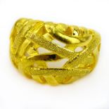 Vintage 24 Karat Fine Yellow Gold Openwork Ring. Stamped 9999. Good condition. Size 6. Approx.