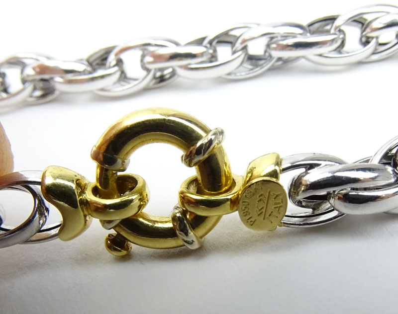 Vintage Italian Platinum and 18 Karat Yellow Gold Braided Style Necklace. Signed, stamped PLAT. - Image 5 of 5