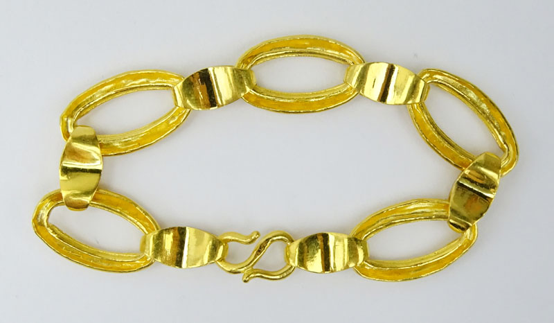 Vintage 24 Karat Fine Yellow Gold Link Bracelet. Stamped 9999, good condition. Measures 7-1/2" Long. - Image 2 of 4