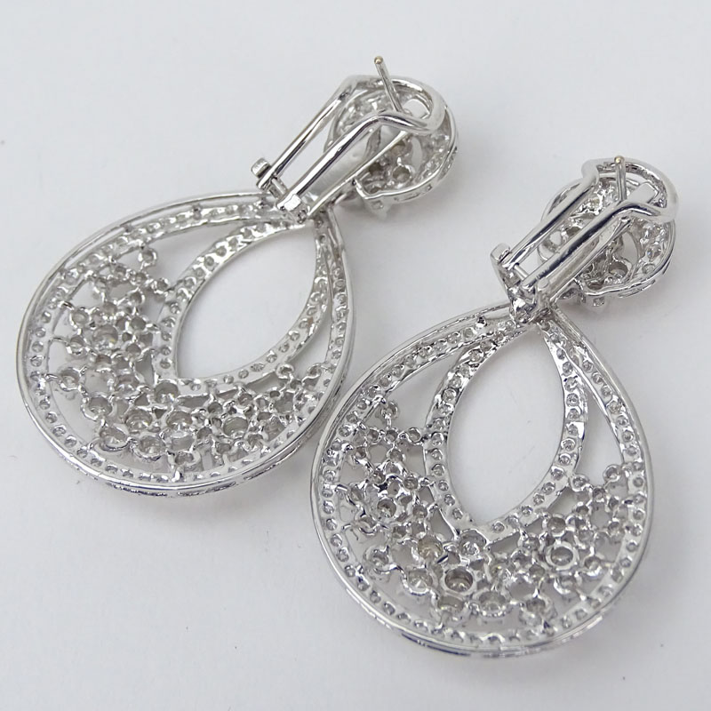7.24 Carat Round Brilliant Cut Diamond and 18 Karat White Gold Chandelier Earrings - Image 2 of 2