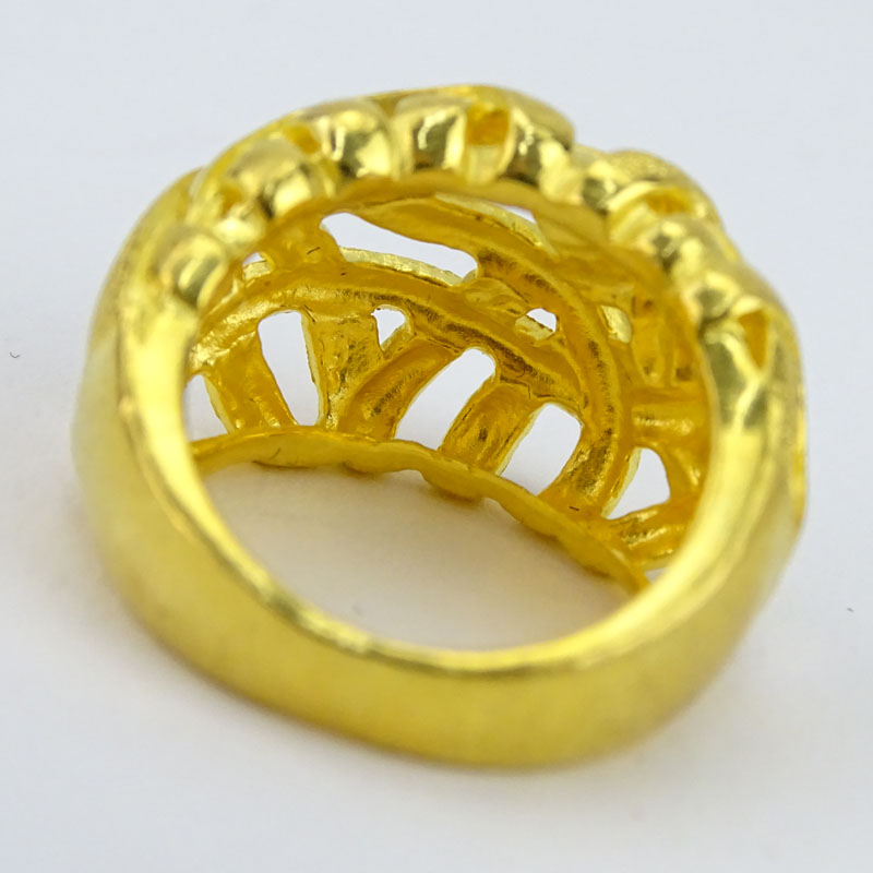 Vintage 24 Karat Fine Yellow Gold Openwork Ring. Stamped 9999. Good condition. Size 6. Approx. - Image 2 of 3