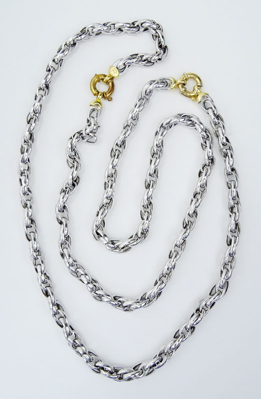 Vintage Italian Platinum and 18 Karat Yellow Gold Braided Style Necklace. Signed, stamped PLAT. - Image 2 of 5