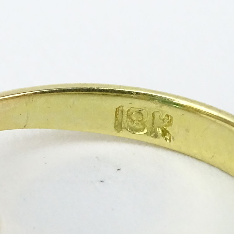 Vintage Approx. 4.98 Carat Emerald, .75 Carat Trillion Cut Diamond and 18 Karat Yellow Gold Ring. - Image 3 of 3
