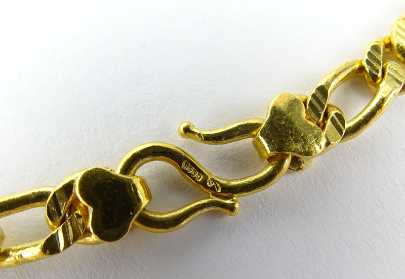 Vintage 24 Karat Fine Yellow Gold I.D. Bracelet. Stamped 9999, good condition. Measures 7-1/2" Long, - Image 3 of 4