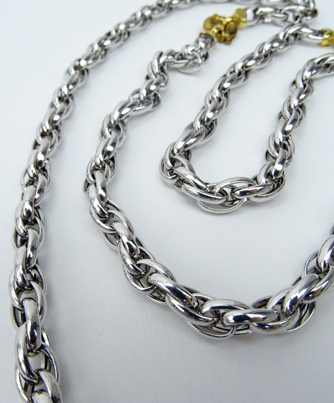 Vintage Italian Platinum and 18 Karat Yellow Gold Braided Style Necklace. Signed, stamped PLAT. - Image 3 of 5