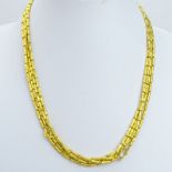 Vintage 24 Karat Fine Yellow Gold Link Necklace. Stamped 9999. Good condition. Measures 84" long,