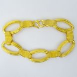Vintage 24 Karat Fine Yellow Gold Link Bracelet. Stamped 9999, good condition. Measures 7-1/2" Long.
