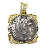 Roman Empire: Tetradrachm of Alexander the Great ( 336-323 B.C. ) Silver Coin in 18 Karat Yellow