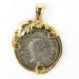 Roman Empire : Claudius II Gothicus ( A.D. 268-270 ) Silver Imperial Coin in 14 Karat Yellow Gold