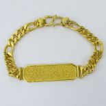 Vintage 24 Karat Fine Yellow Gold I.D. Bracelet. Stamped 9999, good condition. Measures 7-1/2" Long,