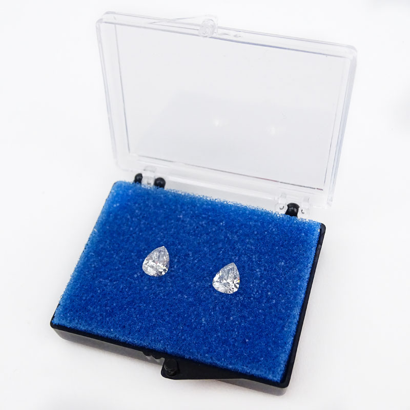 Two (2) GIA Certified Antique Pear Shape Diamonds. 1.01 Carat, F color, I1 clarity; 1.12 carat, E - Image 2 of 6