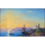 Follower of: Ivan Konstantinovich Aivazovsky, Russian (1817-1900) Oil on canvas "Port City".