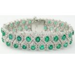Raymond C. Yard 17.0-18.0 Carat 46 Emerald, 14.0-15.0 Carat Diamond and Platinum Bracelet