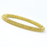 Vintage Italian 18 Karat Yellow Gold Beaded Hinged Bangle Bracelet. Stamped 18k, Italian, and makers
