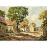 Frances H. McKay American (born1880- ) Oil on Canvas "Village Road". Signed Lower Left. Condition