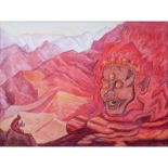 Attributed to: Nikolai Konstantinovich Roerich, Russian (1874-1947) Mixed media "Mythical Figure"