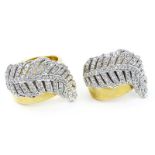 Two (2) Sonia Bitton 14 Karat Yellow and White Gold, Pave Set Diamond Leaf/Feather Rings. Stamped