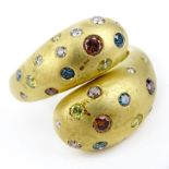 Vintage 18 Karat Yellow Gold Diamond and Gemstone Ring. Stamped 750 with makers mark. Good
