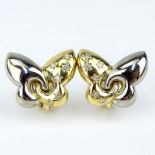 Bulgari Approx. .28 Carat Diamond and 18 Karat Two Tone Gold Butterfly Earrings. Diamonds F color,