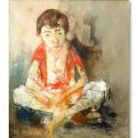 Jean Jansem, French (1920 - 2013) Oil on canvas "Seated Boy". Signed lower right. Good condition.