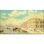 Jane Vivian, British (fl.1869 - 1877) Oil on Canvas "Venetian Scene" Signed Lower Right.