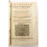 17th Century Book - Guy Pape "Decisiones", IN-4. Published 1667 - Samuel De Tournes. Fair