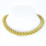 Vintage Italian Thick 14 Karat Yellow Gold Rope Chain Necklace. Stamped Italy, 14K, hallmark. Very