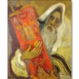 Mane Katz, American/Russian (1894 - 1962) Oil on canvas "Rabbi With Torah Scroll". Signed lower