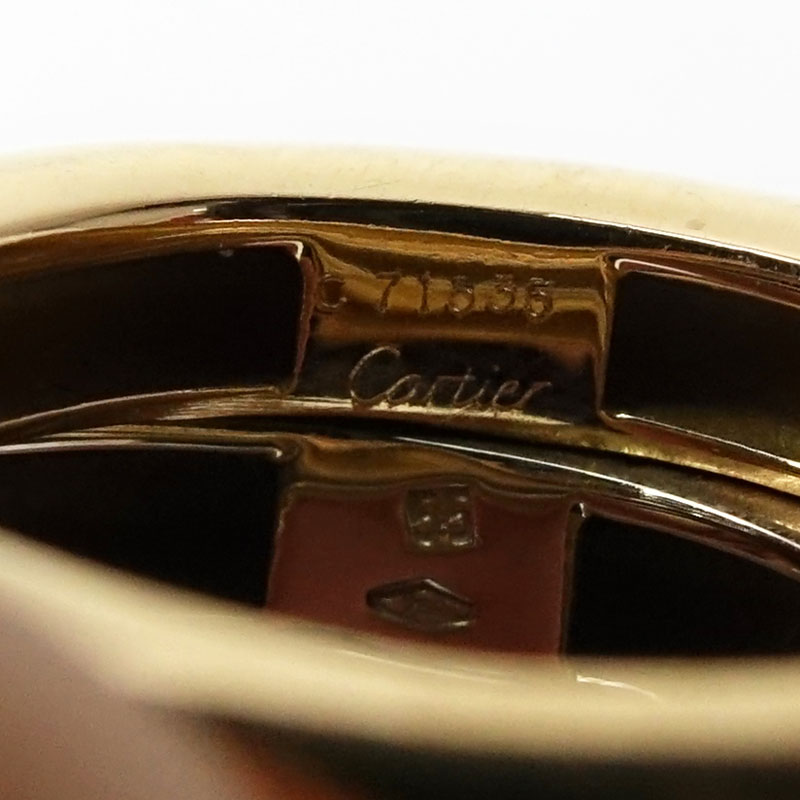 Cartier Stacking Tri-Color 18 Karat Gold Wide Band Ring. Signed Cartier 1994 750 # C71535. Good - Image 5 of 5
