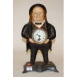 A reproduction painted cast iron John Bull novelty clock, stamped verso Bradley & Hubbard,