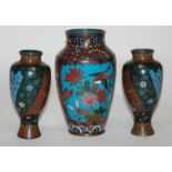 A pair of early 20th century Chinese cloisonne vases of baluster form,