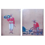 Mid-19th century Company school - Pair; The Cook and Presenting Delicacies, gouache on mica, 13 x 9.