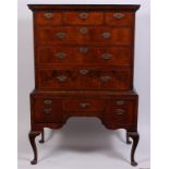 An early 18th century walnut chest-on-stand,