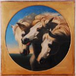 After J F Herring Snr (1795-1865) - The Pharaoh's Horses, oil on canvas, framed as a circle, dia.