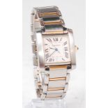 A gentlemans Cartier bi-colour stainless steel and 18ct gold Tank Français wristwatch,