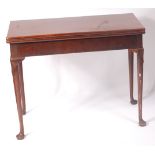 A late George II mahogany fold-over tea table,